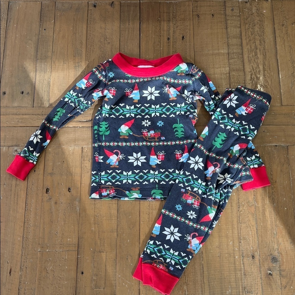 Hanna Andersson Fairisle gnome pajama set kids 3T holiday Christmas